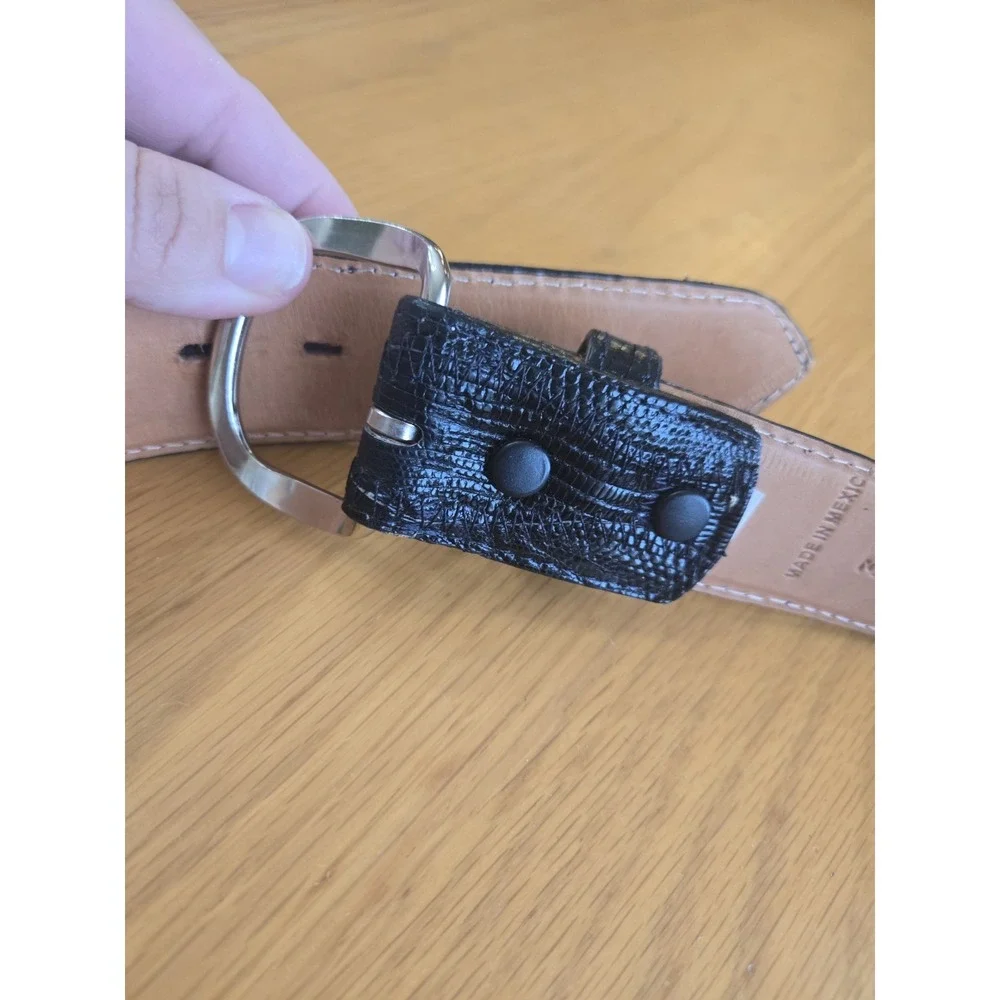 Nocona Black Genuine Lizard Belt - Men's Size 38 Reptile VTG